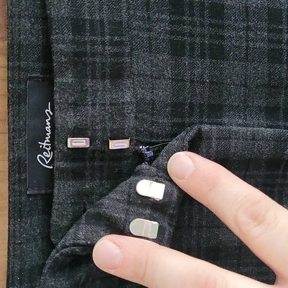 Reitmans Black/Grey Plaid Skinny Dress Pants Size 14 Zipper with Hook and Bar - Picture 2 of 6